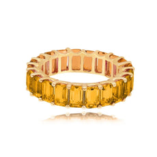5.69CT AAA CITIRNE 14KT ROSE GOLD 3D EMERALD CUT SHARED PRONG ETERNITY FUN RING