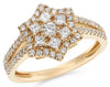 ESTATE .70CT DIAMOND 14KT YELLOW GOLD 3D CLASSIC ROUND & PRINCESS STAR LOVE RING