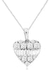 .43CT DIAMOND 14KT WHITE GOLD ROUND & BAGUETTE HEART SHAPE CLUSTER LOVE PENDANT
