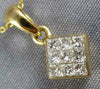 ESTATE .25CT DIAMOND 14KT YELLOW GOLD 3D PRINCESS INVISIBLE SQUARE PENDANT #1758