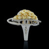 LARGE 5.96CT WHITE & FANCY YELLOW DIAMOND 18KT 2 TONE GOLD MULTI SHAPE LOVE RING