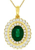 2.22CT DIAMOND & AAA EMERALD 14KT YELLOW GOLD OVAL & ROUND HALO FLOATING PENDANT