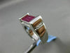 ESTATE 2.06CT DIAMOND & RUBY 18KT WHITE GOLD RECTANGULAR HANDCRAFTED MENS RING