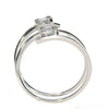 WIDE .24CT DIAMOND 18KT WHITE GOLD 3D ROUND & BAGUETTE DOUBLE SQUARE SNAKE RING