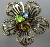 ESTATE LARGE 3.80CT DIAMOND & MULTI COLOR GEM 14K WHITE & BLACK GOLD FLOWER RING