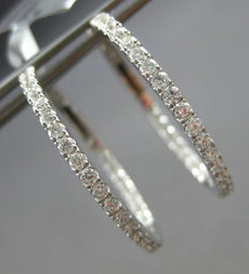 ESTATE 1.02CT DIAMOND 18K WHITE GOLD 3D CLASSIC INSIDE OUT HOOP HANGING EARRINGS