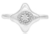 ESTATE .05CT DIAMOND 14KT WHITE GOLD 3D ROUND STARBURST SQUARE FLORAL FUN RING