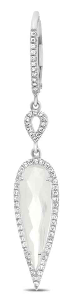 4.67CT DIAMOND & AAA TOPAZ 14KT WHITE GOLD TEAR DROP LEVERBACK HANGING EARRINGS