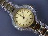 LARGE 2.5CT DIAMOND 14KT 2 TONE GOLD CIRCULAR A QUARTZ SWISS WOMENS WATCH #27368