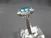 1.88CT DIAMOND & AAA BLUE TOPAZ 14K 2 TONE GOLD CUSHION & ROUND GEOMETRICAL RING