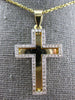 ESTATE .52CT DIAMOND 14KT TWO TONE GOLD 3D CLASSIC DOUBLE PLATED CROSS PENDANT
