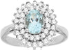 1.22CT DIAMOND & AAA AQUAMARINE 14K WHITE GOLD OVAL & ROUND HALO ENGAGEMENT RING