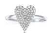 ESTATE .33CT DIAMOND 14KT WHITE GOLD 3D CLASSIC ROUND PAVE HEART SHAPE LOVE RING