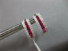 1.09CT DIAMOND & AAA RUBY 14KT WHITE GOLD THREE ROW HUGGIE HOOP HANGING EARRINGS
