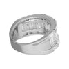 WIDE 3.25CT DIAMOND 18KT WHITE GOLD 3D ROUND & BAGUETTE WEDDING ANNIVERSARY RING