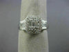 ESTATE 1.04CT ROUND & BAGUETTE DIAMOND 18KT WHITE GOLD CLUSTER SQUARE HALO RING