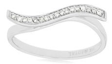 ESTATE .07CT DIAMOND 14KT WHITE GOLD 3D CLASSIC BAR WAVE FUN RING