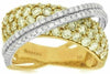 ESTATE WIDE 2.10CT WHITE & FANCY YELLOW DIAMOND 14K YELLOW GOLD CRISS CROSS RING
