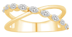 .47CT DIAMOND 14K YELLOW GOLD MARQUISE SHAPE 3D CRISS CROSS X INFINITY LOVE RING
