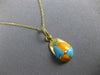 ESTATE ORANGE & BLUE ENAMEL 14K YELLOW GOLD BASEBALL CAP CHARM PENDANT 25226