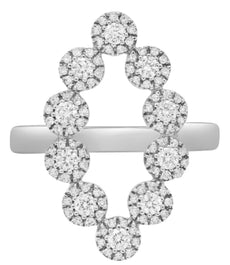 .59CT DIAMOND 14KT WHITE GOLD 3D MULTI FLOWER LEAF OPEN MARQUISE SHAPE FUN RING