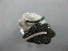 LARGE 2.72CT WHITE & BLACK DIAMOND 14KT WHITE GOLD DOUBLE LEAF CRISS CROSS RING
