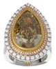EXTRA LARGE 16.33CT WHITE PINK & FANCY YELLOW DIAMOND 18K TRI COLOR GOLD 3D RING