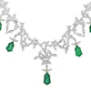 LARGE 10.87CT DIAMOND & AAA EMERALD 18KT 2 TONE GOLD CHANDELIER LARIAT NECKLACE