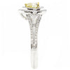 WIDE 1.34CT WHITE & FANCY YELLOW DIAMOND 18K 2 TONE GOLD 3D HALO ENGAGEMENT RING