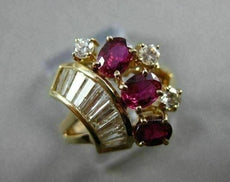 ANTIQUE WIDE 1.33CT DIAMOND & AAA RUBY 14KT YELLOW GOLD MULTI SHAPE RING #22051