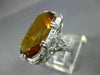 ANTIQUE LARGE 9.40CT AAA CITRINE 18KT WHITE GOLD SOLITAIRE FILIGREE RING #26609