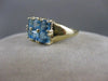 ESTATE 2CTW SQUARE BLUE TOPAZ YELLOW GOLD SQUARE FLOWER RING #20326