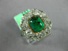 ANTIQUE LARGE 3.80CT DIAMOND & AAA EMERALD PLATINUM 3D OCTAGON ANNIVERSARY RING