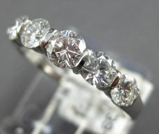 .90CT DIAMOND 14KT WHITE GOLD 3D ROUND 5 STONE CHANNEL WEDDING ANNIVERSARY RING