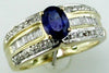 Estate 1.33Ct Diamond & AAA Sapphire 14Kt 2 Tone Gold Round & Baguette Friendship Ring