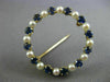 ANTIQUE LARGE .80CT AAA SAPPHIRE & SOUTH SEA PEARL 14K YELLOW GOLD 3D PIN BROOCH