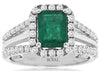 2.30CT DIAMOND & AAA EMERALD 14KT WHITE GOLD SQUARE SPLIT SHANK ENGAGEMENT RING