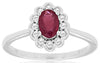 .71CT DIAMOND & AAA RUBY 14KT WHITE GOLD OVAL & ROUND SEMI BEZEL FLOWER FUN RING