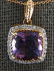 2.15CT DIAMOND & AAA AMETHYST 14KT ROSE GOLD 3D CUSHION & ROUND FILIGREE PENDANT