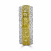 ESTATE 6.27CT WHITE & FANCY YELLOW DIAMOND 18KT 2 TONE GOLD CUSHION & ROUND RING
