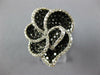 ESTATE LARGE 3.22CT WHITE & BLACK DIAMOND 14KT WHITE GOLD 3D FLOWER LOVE RING