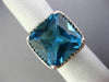ESTATE EXTRA LARGE 10.20CT AAA BLUE TOPAZ 14K WHITE GOLD 3D SQUARE HALO FUN RING