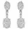 ESTATE 1.60CT DIAMOND 18K WHITE GOLD 3D CLUSTER DOUBLE OVAL FUN HANGING EARRINGS