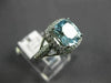 ESTATE LARGE 2.30CT DIAMOND & AAA AQUAMARINE 14K WHITE GOLD HALO ENGAGEMENT RING