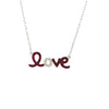 ESTATE .36CT DIAMOND & AAA RUBY 18KT WHITE GOLD 3D CLASSIC LOVE NECKLACE