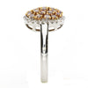 ESTATE LARGE 1.03CT WHITE & PINK DIAMOND 18KT WHITE & ROSE GOLD CLUSTER FUN RING