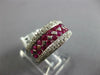 LARGE 2.0CT DIAMOND & AAA RUBY 14K WHITE GOLD CLASSIC MULTI ROW ANNIVERSARY RING