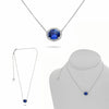2.18CT DIAMOND & AAA SAPPHIRE 18KT WHITE GOLD 3D OVAL & ROUND HALO LOVE NECKLACE