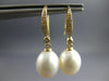 0.10CT DIAMOND & AAA SOUTH SEA PEARL 14KT YELLOW GOLD OPEN LEVERBACK FUN EARRINGS