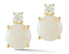 ESTATE 2.06CT DIAMOND & AAA OPAL 14KT WHITE GOLD 3D CLASSIC ROUND STUD EARRINGS